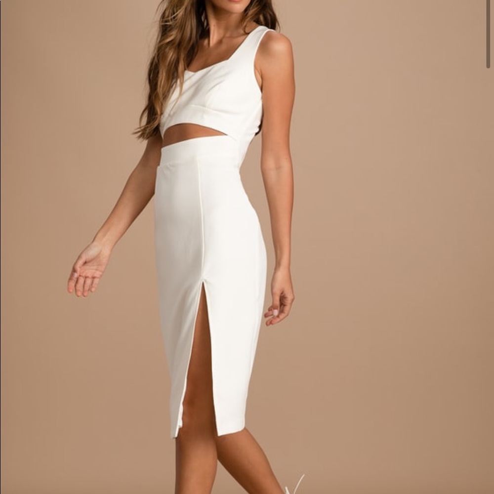 Lulus White Midi Cutout Dress! Brand New! With tags!!